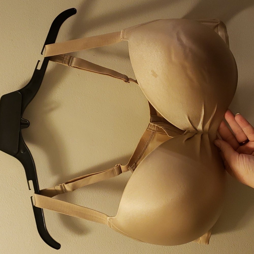 Cacique bra underwire, push up plunge, 46DDD nude,tan,beige